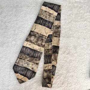 Surrey Mens Silk Tie Abstract Striped Earth Tones Brown Tan Grey Made in USA 803
